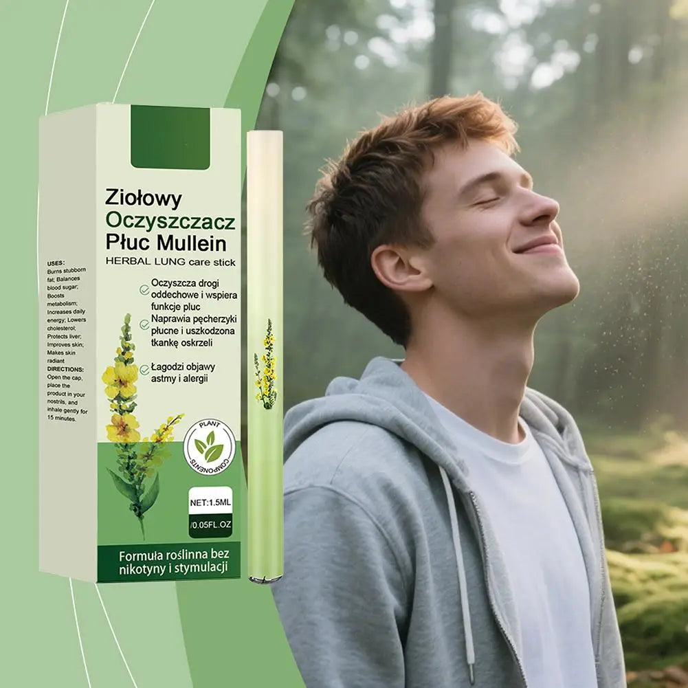 Herbal Diffuser Pen, Mullein Mints, Rosemary Extracts, Natural Lung Cleansing, Clear Breathing Improvement, 1Pcs